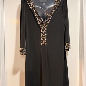 INC International Concepts Black Tunic with Gold Accents